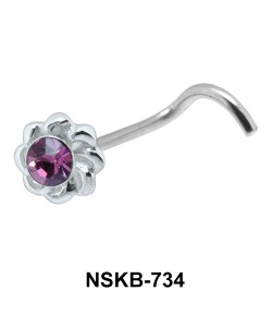 Stony Flower Silver Curved Nose Stud NSKB-734